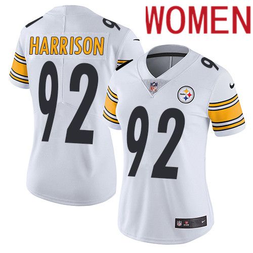 Women Pittsburgh Steelers #92 James Harrison Nike White Vapor Limited NFL Jersey->women nfl jersey->Women Jersey